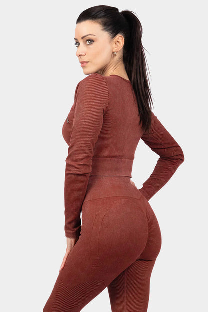 Zipper Cross Top - Brown