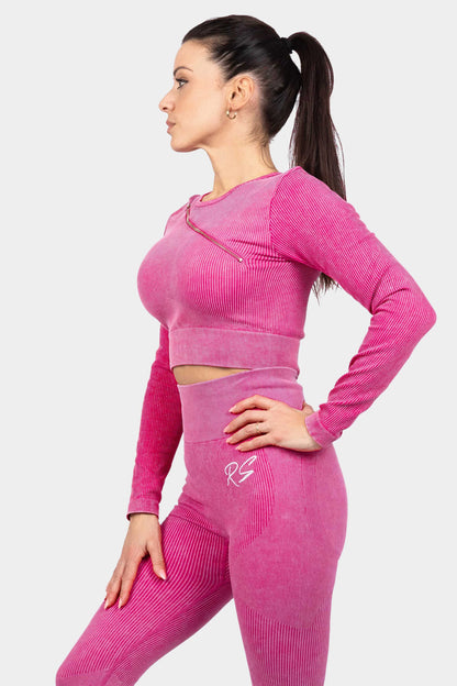 Zipper Cross Top - Pink